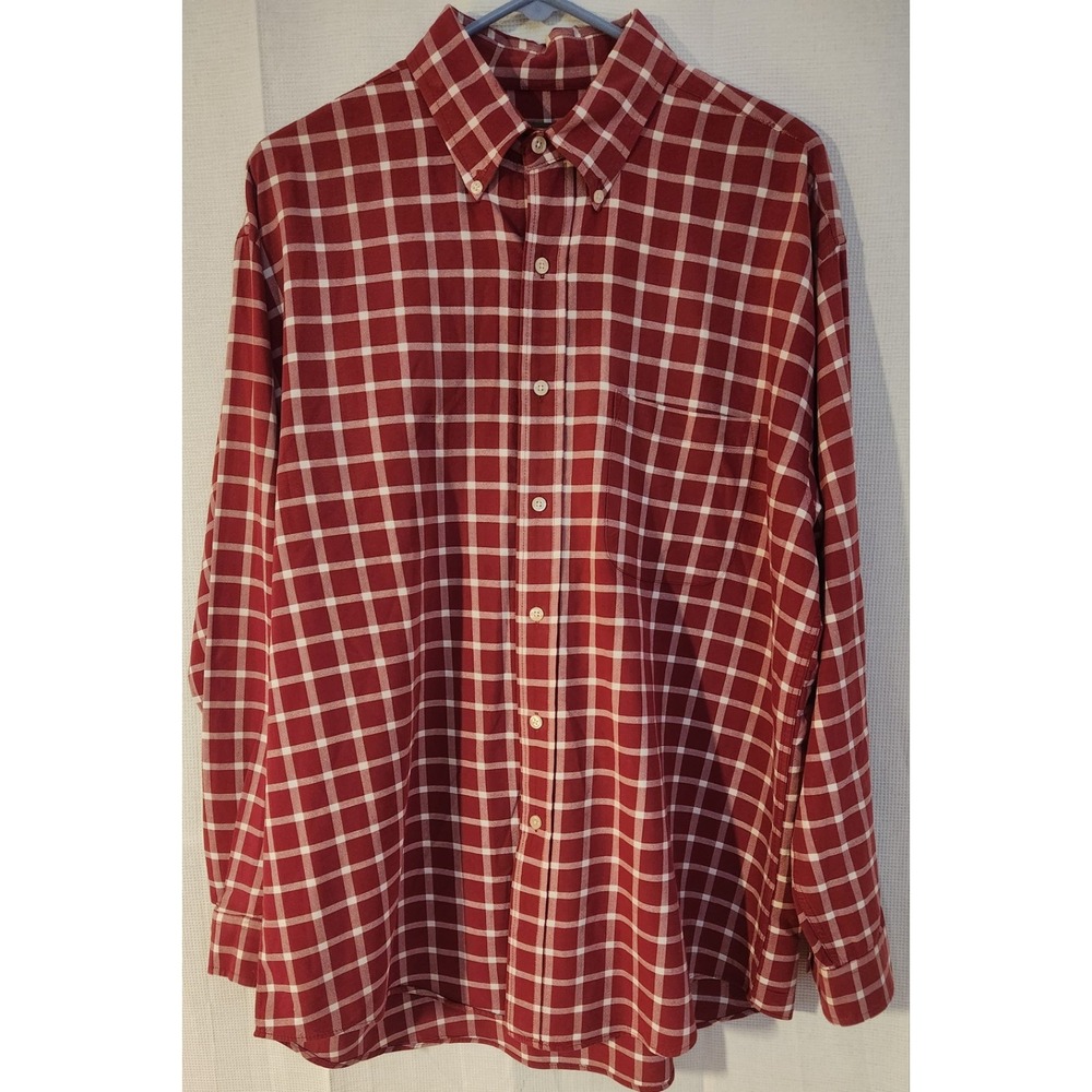 Sun River Clothing Co Mens Red Plaid Large Long Sleeve Cotton Button Down Shirt